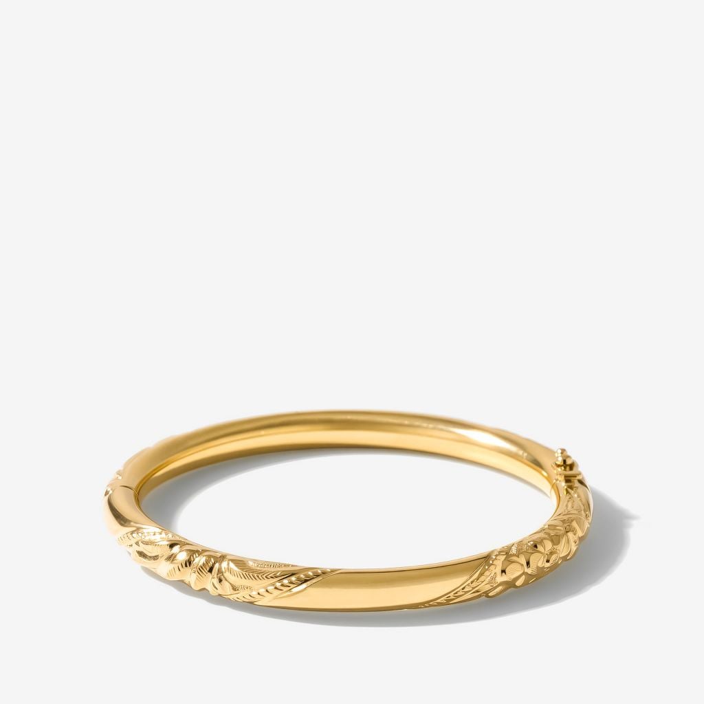  SOLID GOLD ENGRAVED BANGLE 