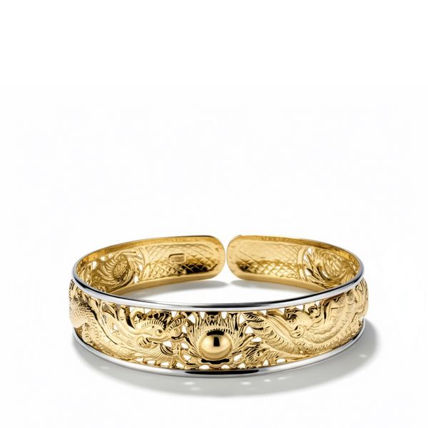  DRAGON & PHOENIX ENGRAVED BANGLE 