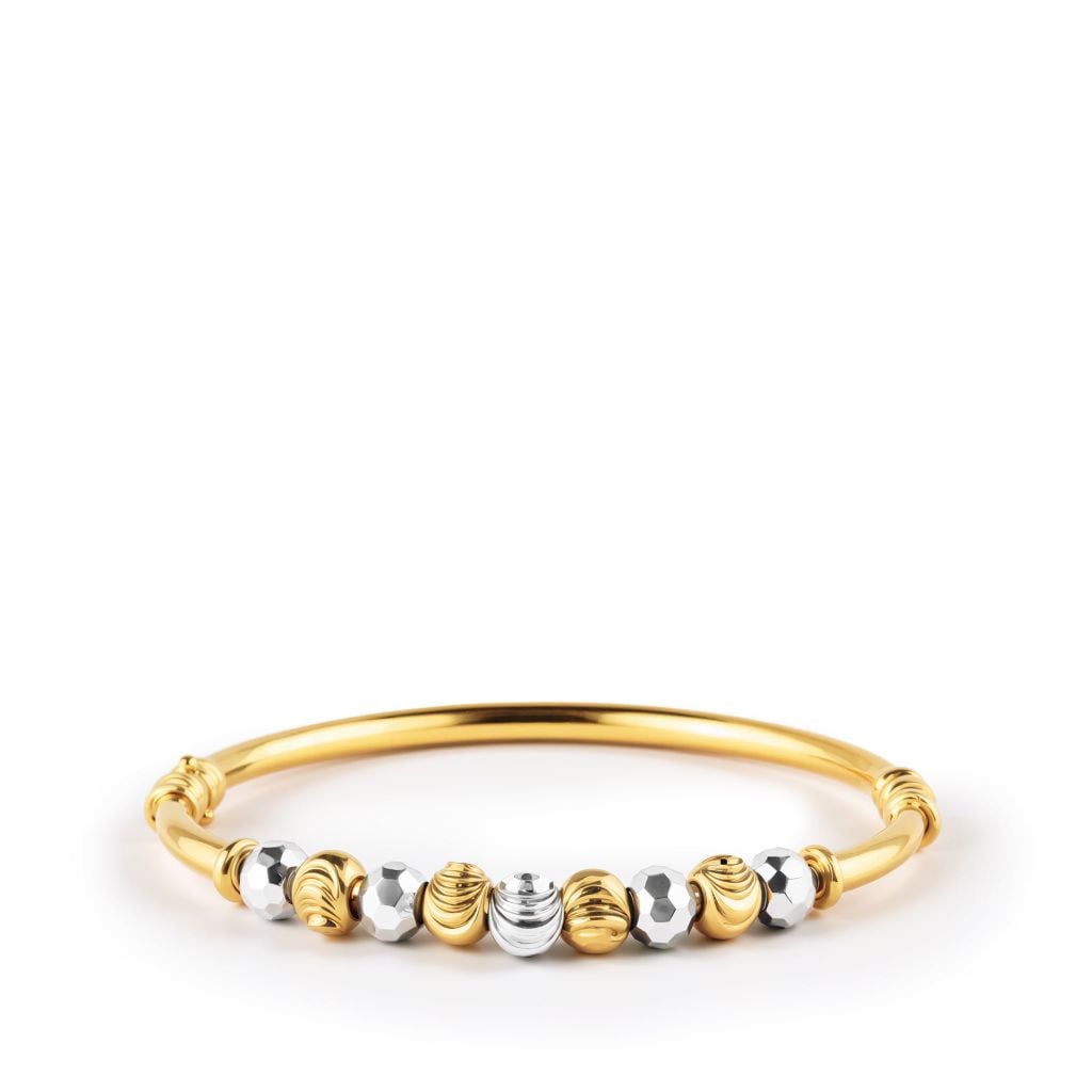  DIAMOND-CUT & RIBBED BEAD BRACELET 