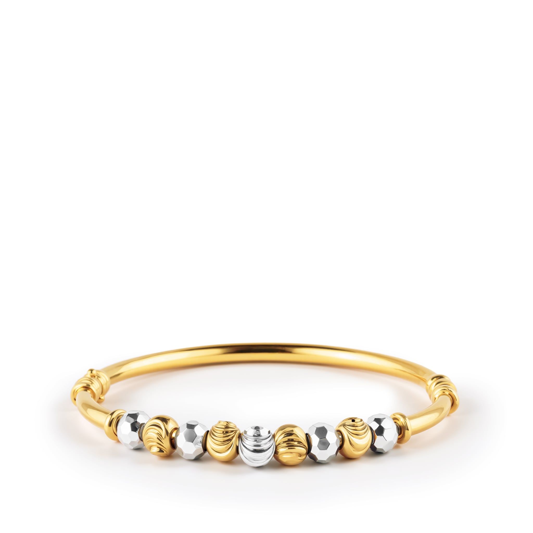 DIAMOND-CUT & RIBBED BEAD BRACELET