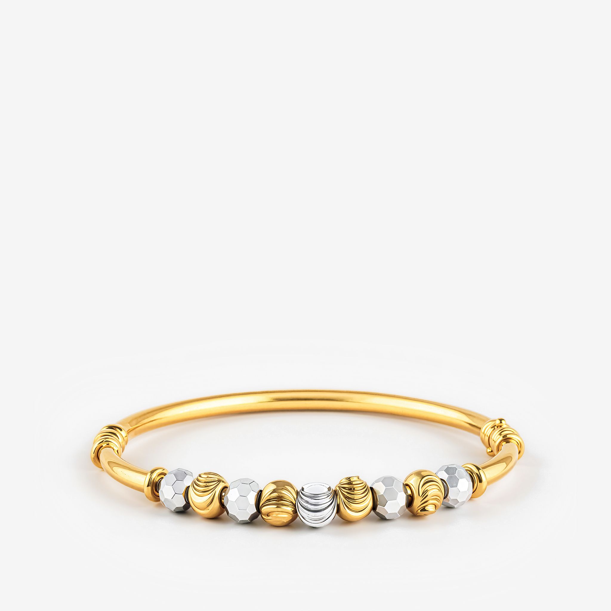 DIAMOND-CUT & RIBBED BEAD BRACELET