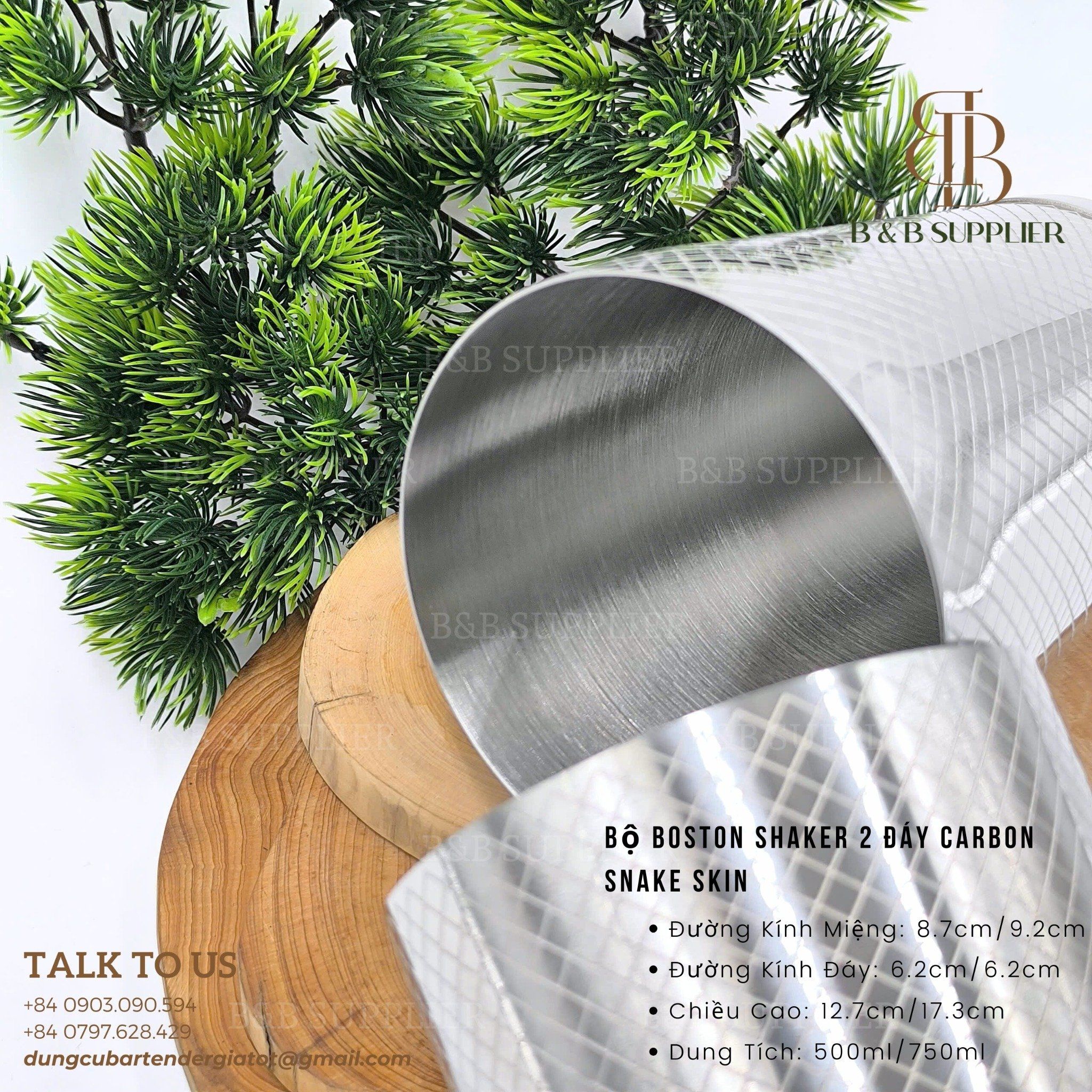  Bộ Boston Shaker 2 Đáy Carbon Snake Skin 