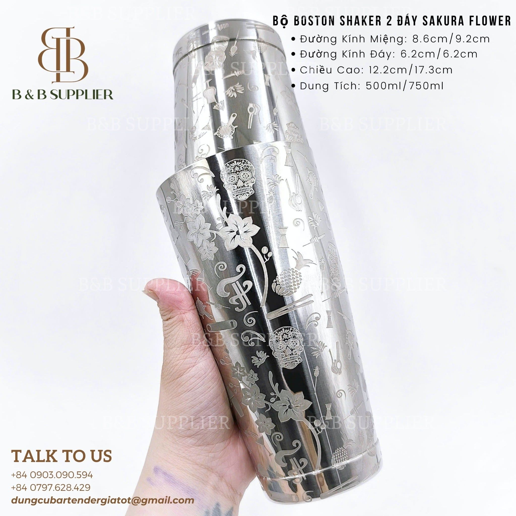  Bộ Boston Shaker 2 Đáy Sakura Flower 