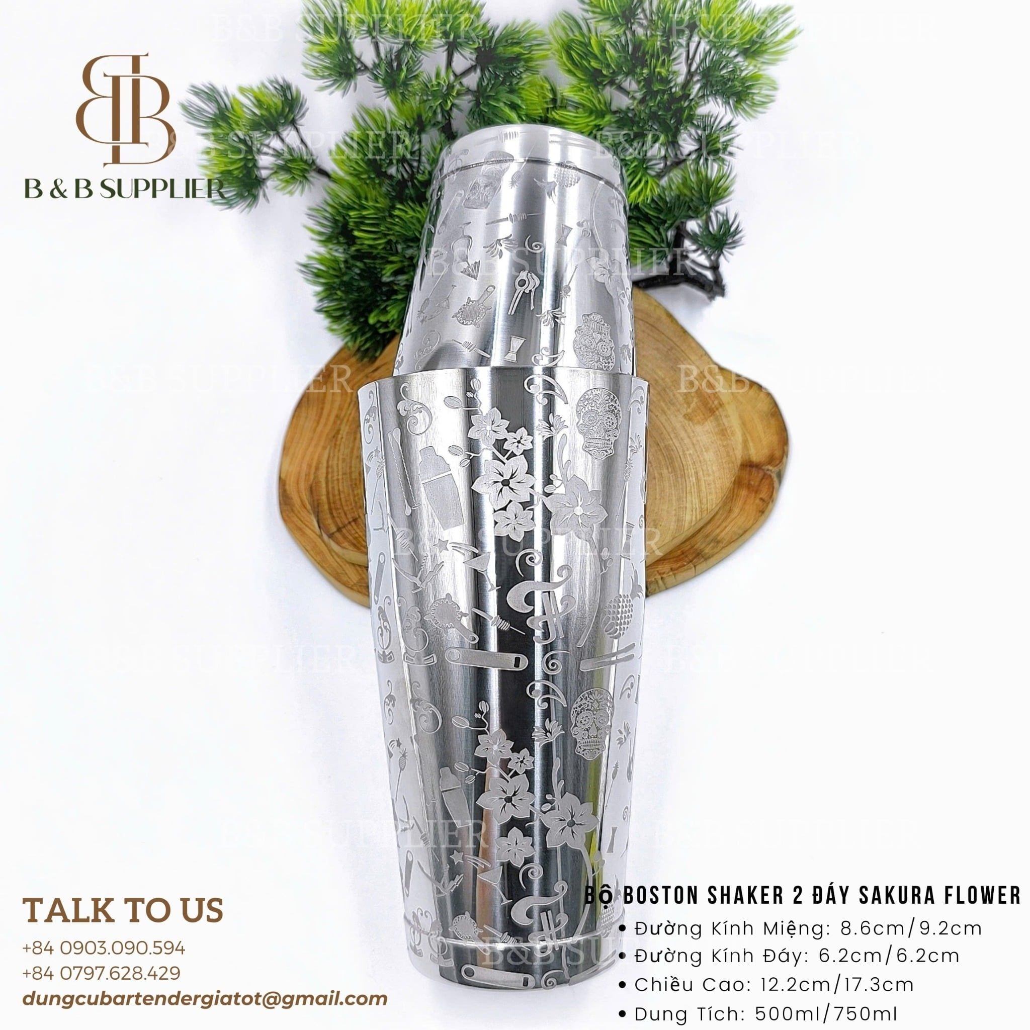  Bộ Boston Shaker 2 Đáy Sakura Flower 