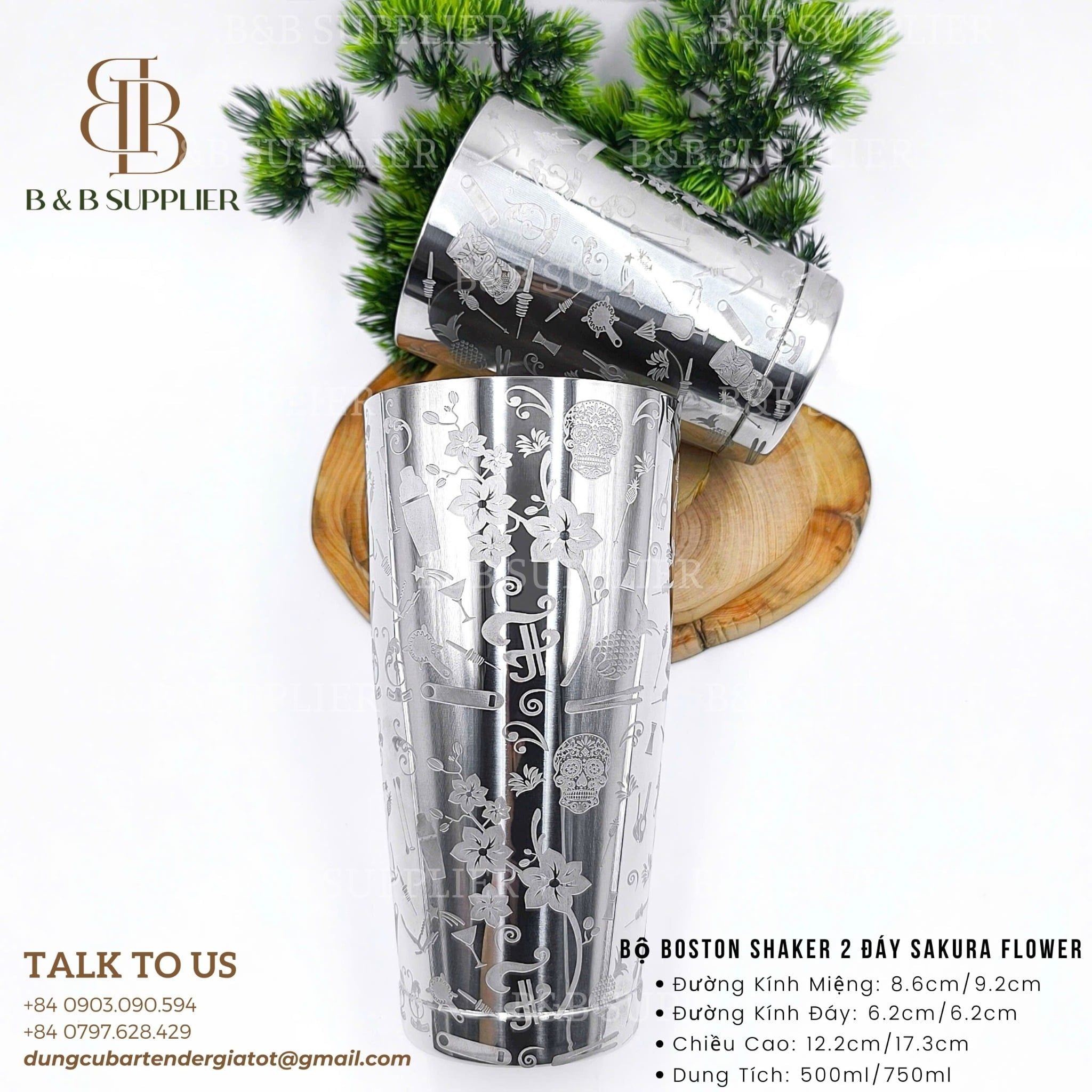  Bộ Boston Shaker 2 Đáy Sakura Flower 
