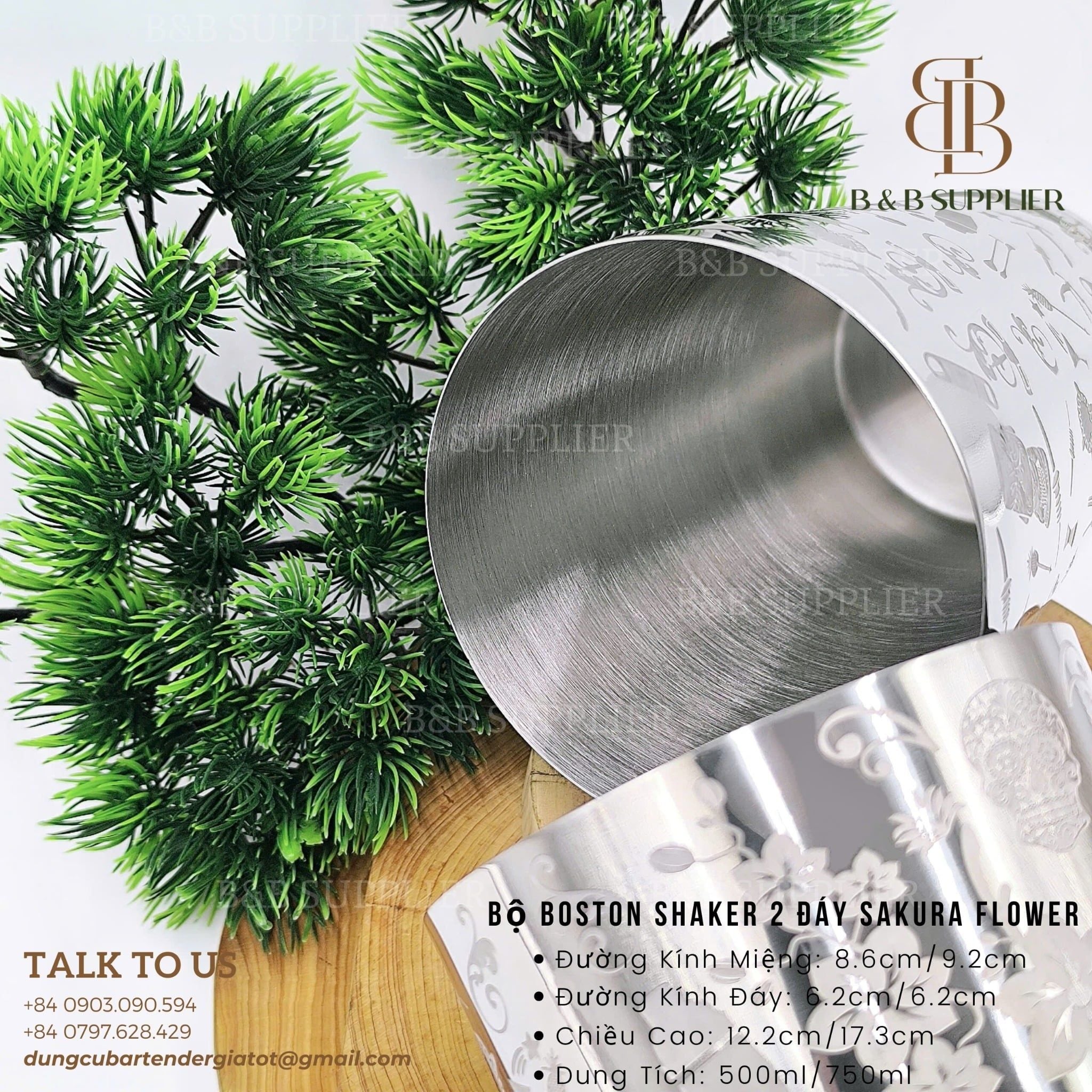  Bộ Boston Shaker 2 Đáy Sakura Flower 