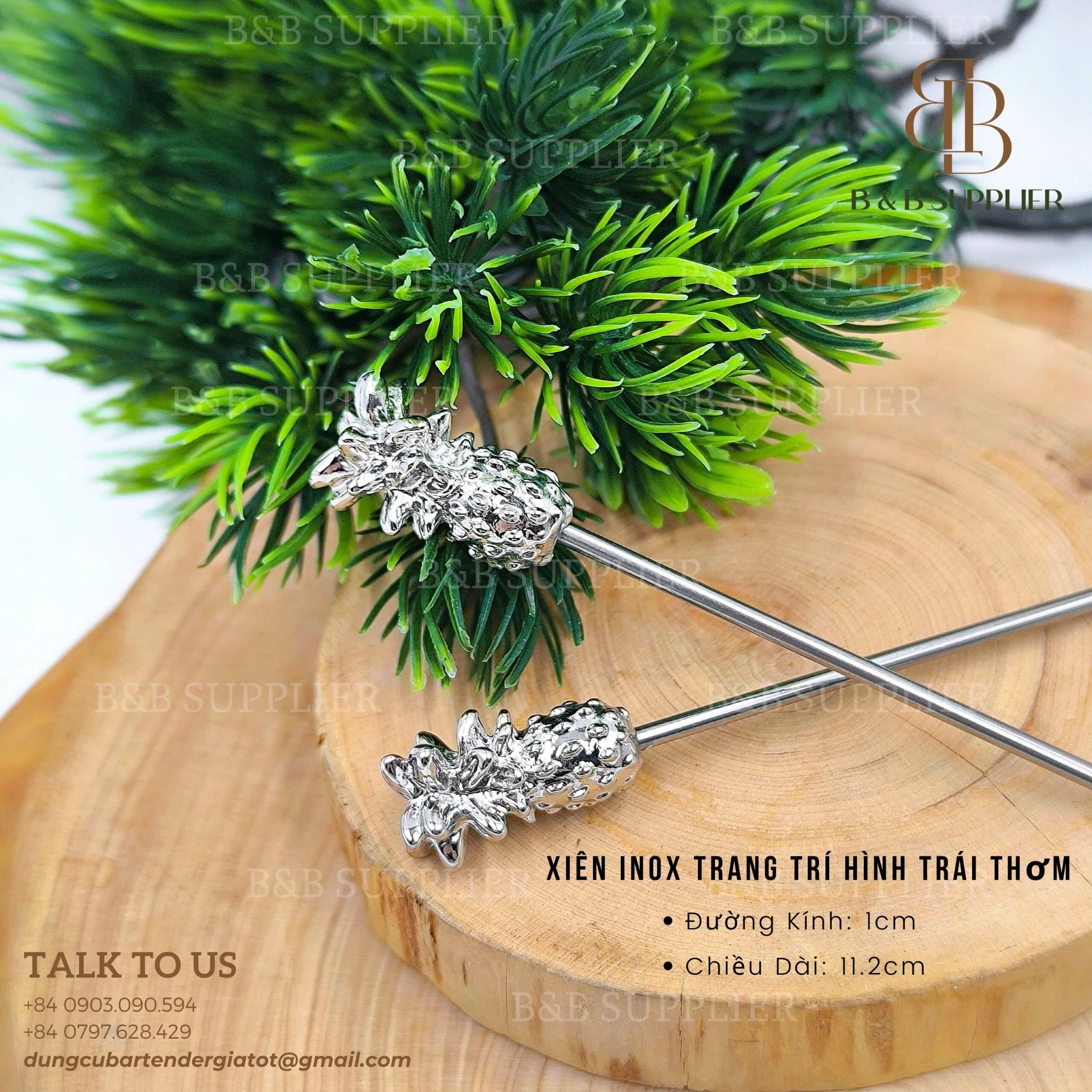  Xiên Inox Trang Trí Hình Trái Thơm 