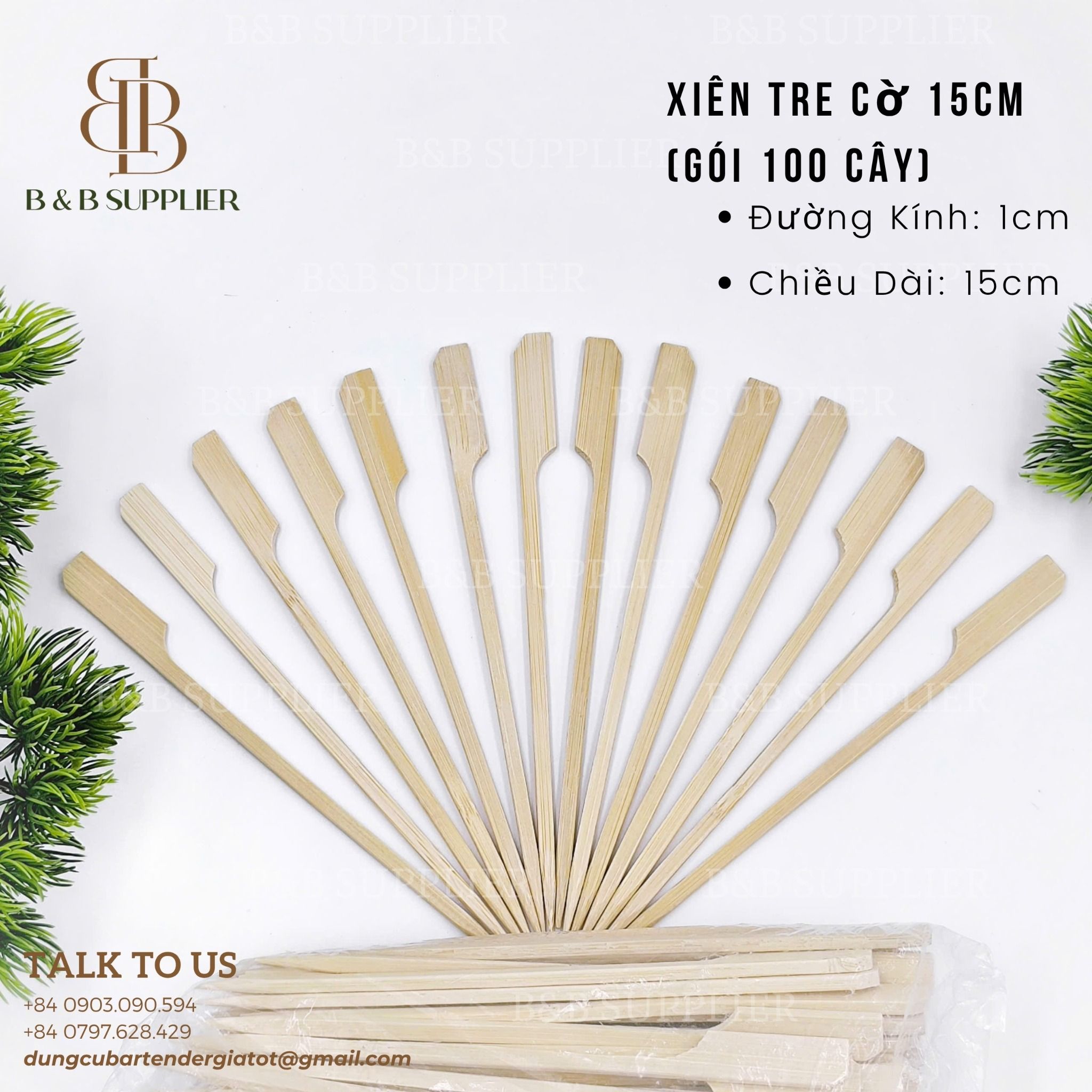 Xiên Tre Cờ 15cm (Gói 100 Cây) 