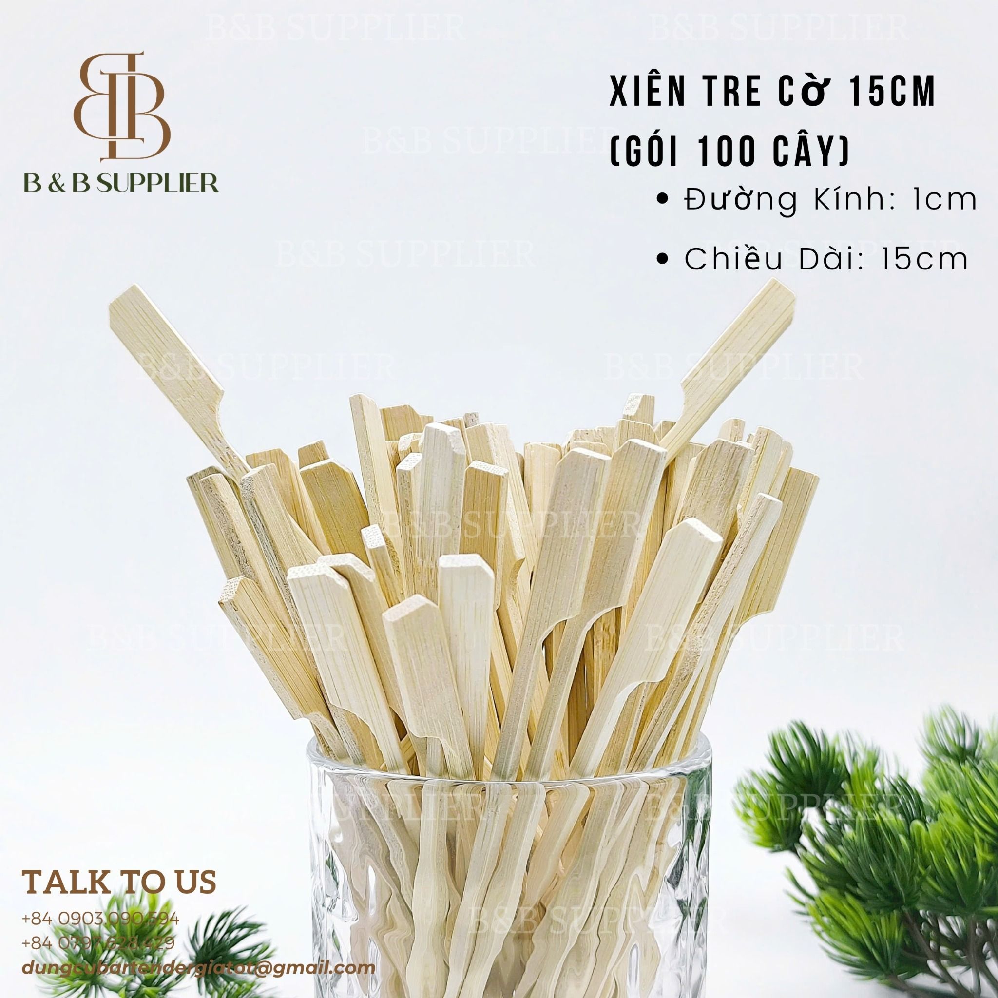  Xiên Tre Cờ 15cm (Gói 100 Cây) 