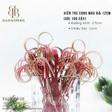  Xiên Tre Cong Màu Đỏ 12cm (Gói 100 Cây) 