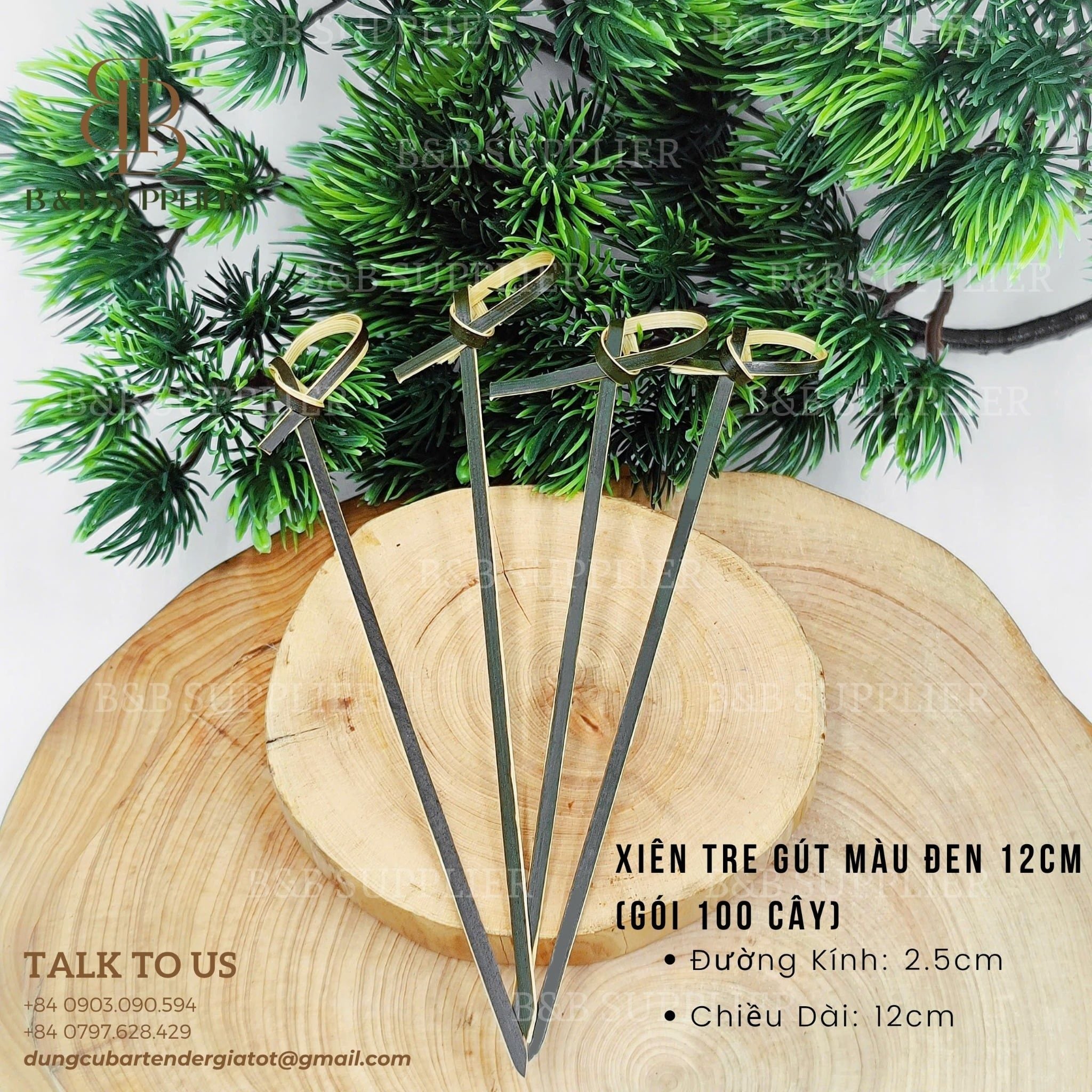  Xiên Tre Gút Màu Đen 12cm (Gói 100 Cây) 