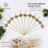  Xiên Tre Hình Hamburger 12cm (Gói 100 Cây) 