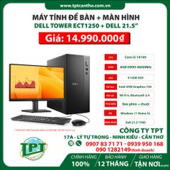 Máy tính để bàn Dell Tower ECT1250 (Intel Core i3-14100 | 8GB | 512GB SSD | Win 11SL | Đen)+ Màn hình dell 21.5