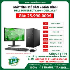 Máy tính để bàn Dell Tower ECT1250 - DT-14700-16-512G ( Core i7 14700 | 1x16GB | 512GB SSD  | Chuột/ Bàn phím | Win 11) + Màn hình dell 21.5
