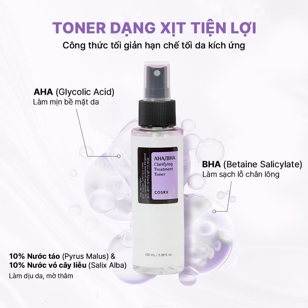  COSRX Nước hoa hồng AHA/BHA Clarifying Treatment Toner 100ml/150ml 