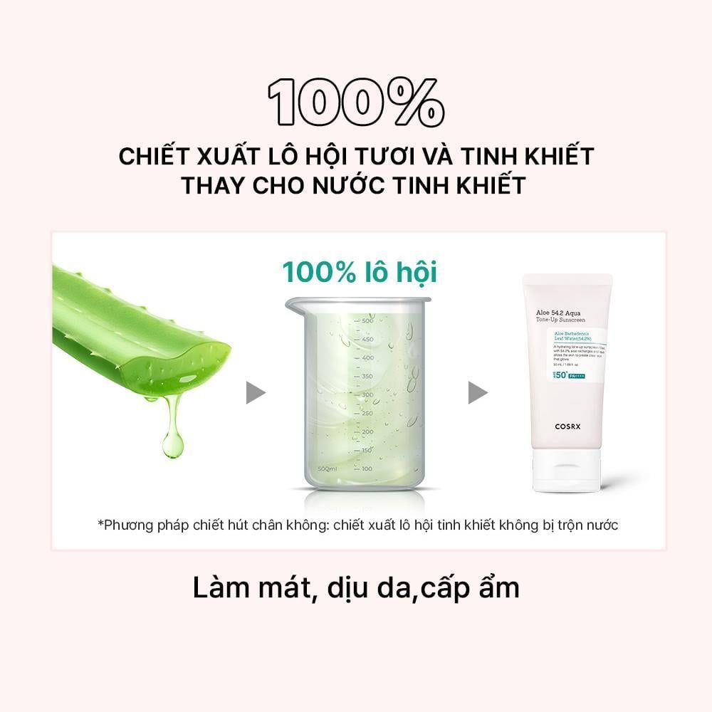  COSRX Kem Chống Nắng Nâng Tone Aloe 54.2 Aqua Tone-Up Sunscreen SPF50+PA++++ 50ml 