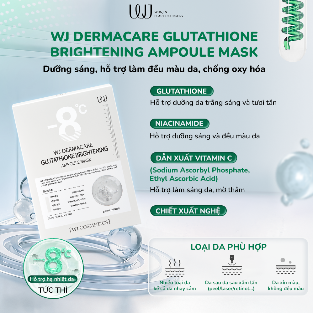  Mặt nạ hỗ trợ hạ nhiệt da tức thì WJ Dermacare Ampoule Mask 25ml (1 Miếng) 