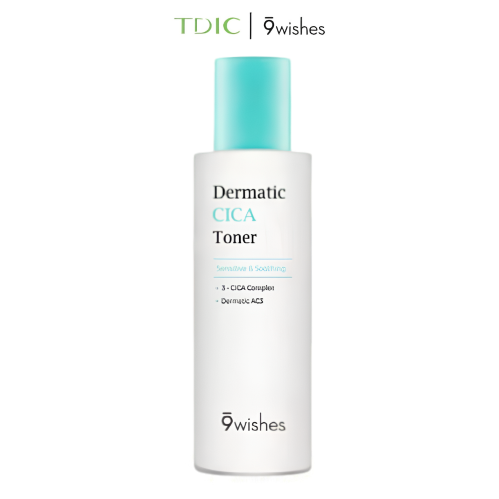  [DATE T8/2027] Nước hoa hồng 9 Wishes Dermatic Cica Toner kiềm dầu, thoáng da, làm dịu 