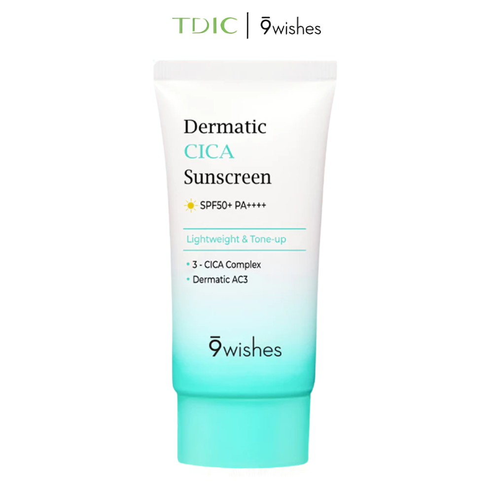  [DATE 07/2027] Kem chống nắng kiềm dầu 9 Wishes Dermatic Cica Sunscreen SPF 50+ PA ++++ 50ml 