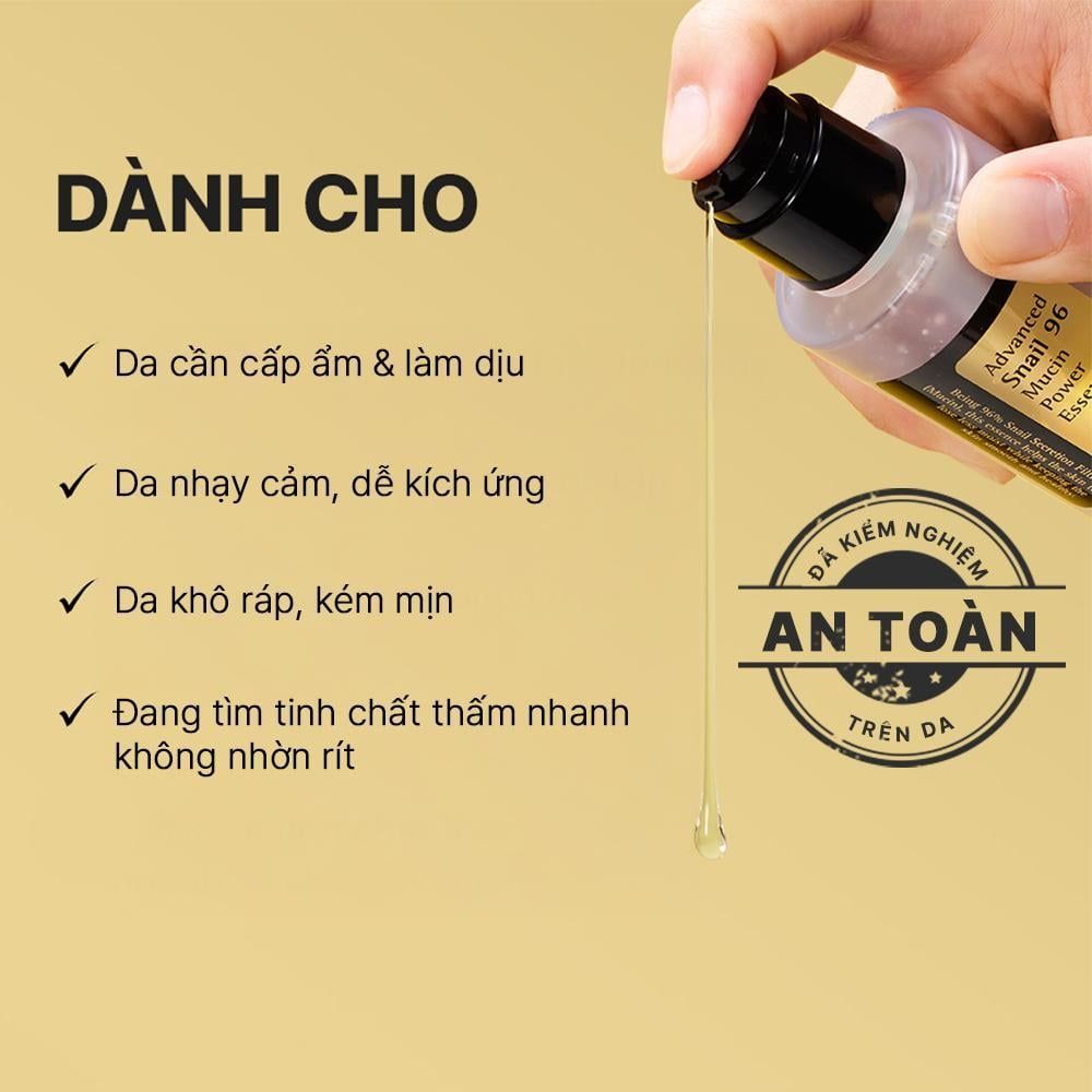  COSRX Tinh chất ốc sên dưỡng ẩm, phục hồi da Advanced Snail 96 Mucin Power Essence 100ml 
