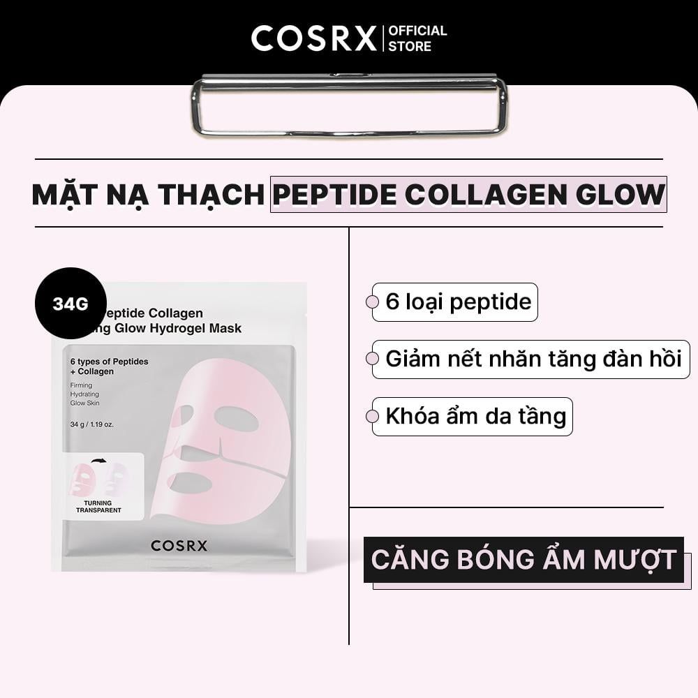  [ 01 miếng mặt nạ ] COSRX Mặt Nạ Thạch Săn Chắc The Peptide Collagen Lifting Glow Hydrogel Mask 34g 