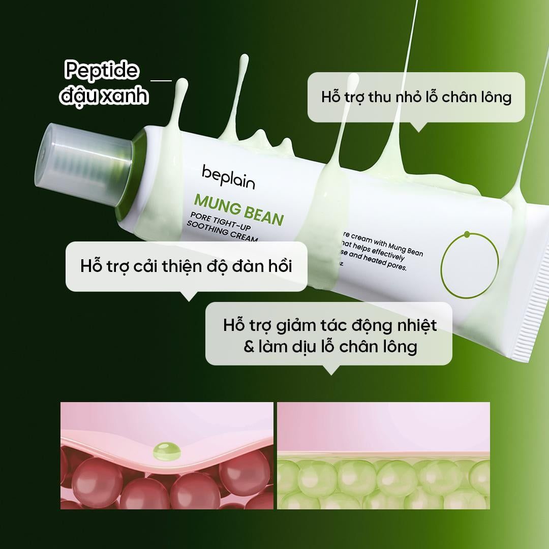  Beplain Kem dưỡng Chiết Xuất Đậu Xanh Mung Bean Pore Tight-Up Soothing Cream Làm Dịu & Cấp Ẩm 60ml 