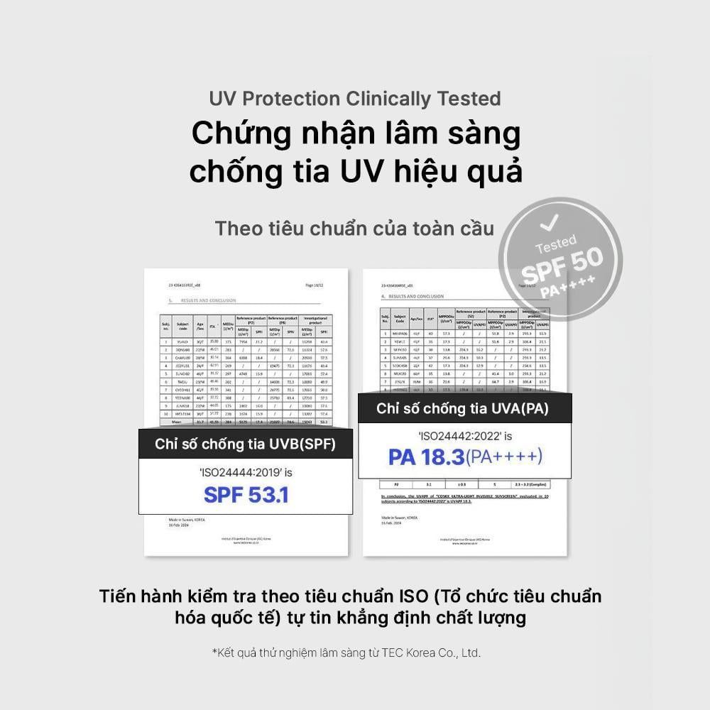  COSRX Kem Chống Nắng Hóa Học Trong Suốt Ultra-Light Invisible Sunscreen SPF 50+PA++++ 50ml 