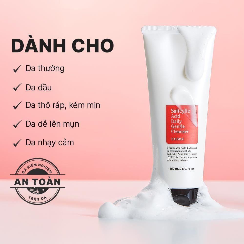  COSRX Sữa rửa mặt làm sạch, giảm mụn Salicylic Acid Daily Gentle Cleanser 150ml 