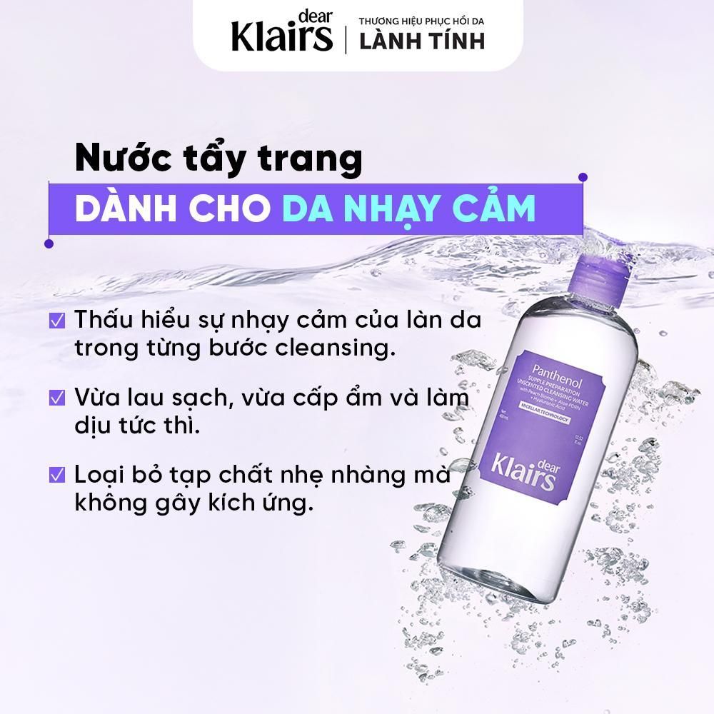  Dear Klairs Nước tẩy trang Supple Preparation Unscented Cleansing Water 400ml 