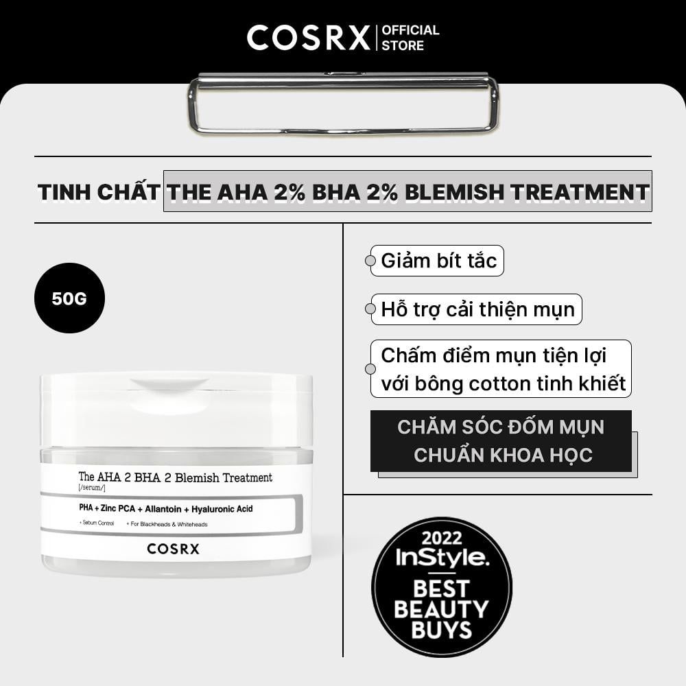  COSRX Tinh chất The AHA 2 BHA 2 Blemish Treatment Serum 50g 