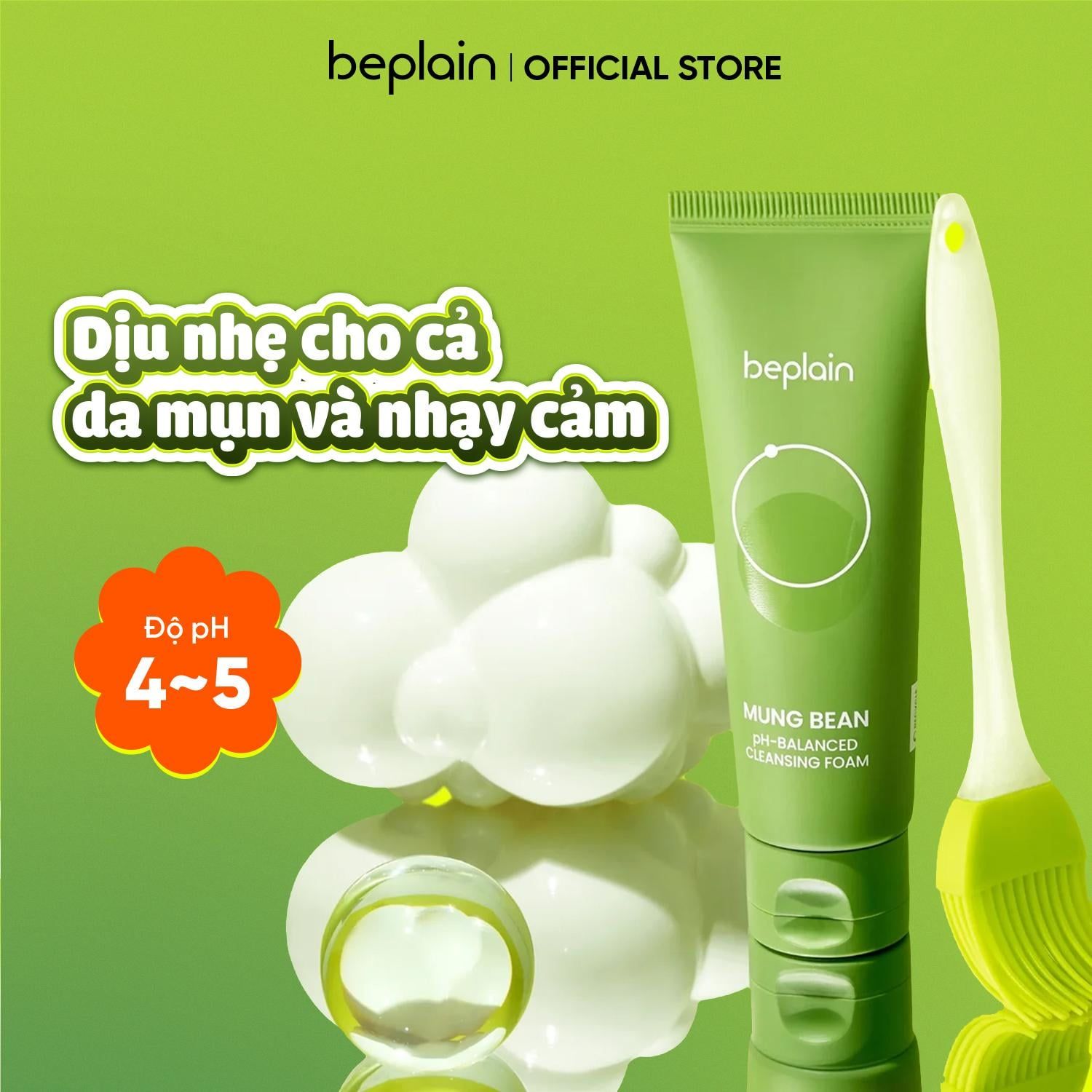 BEPLAIN Sữa Rửa Mặt Sạch Sâu Dịu Nhẹ Mung Bean pH-Balanced Cleansing Foam 80ml 