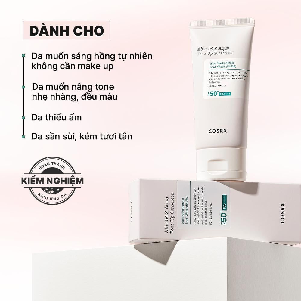  COSRX Kem Chống Nắng Nâng Tone Aloe 54.2 Aqua Tone-Up Sunscreen SPF50+PA++++ 50ml 