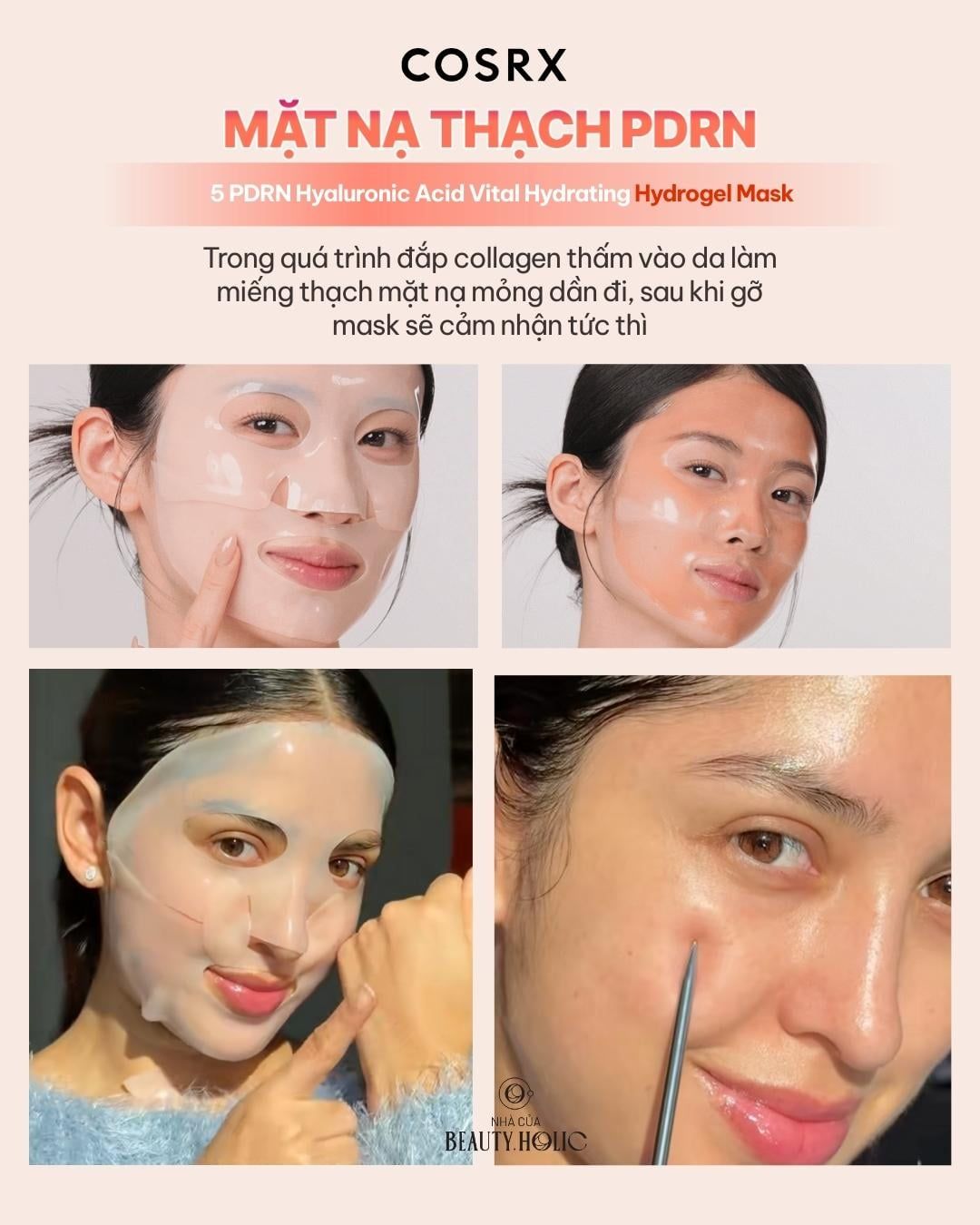  [ 01 miếng mặt nạ ] COSRX Mặt nạ thạch 5 PDRN Hyaluronic Acid Vital Hydrating Hydrogel Mask 34g 