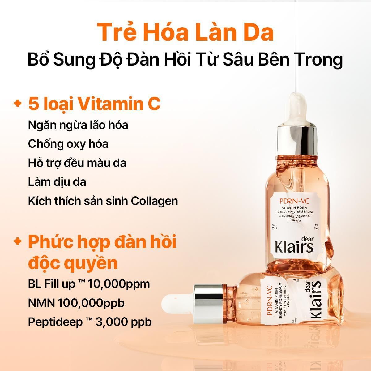  Dear, Klairs Tinh chất Vitamin PDRN Bouncy Pore Serum 35mL 