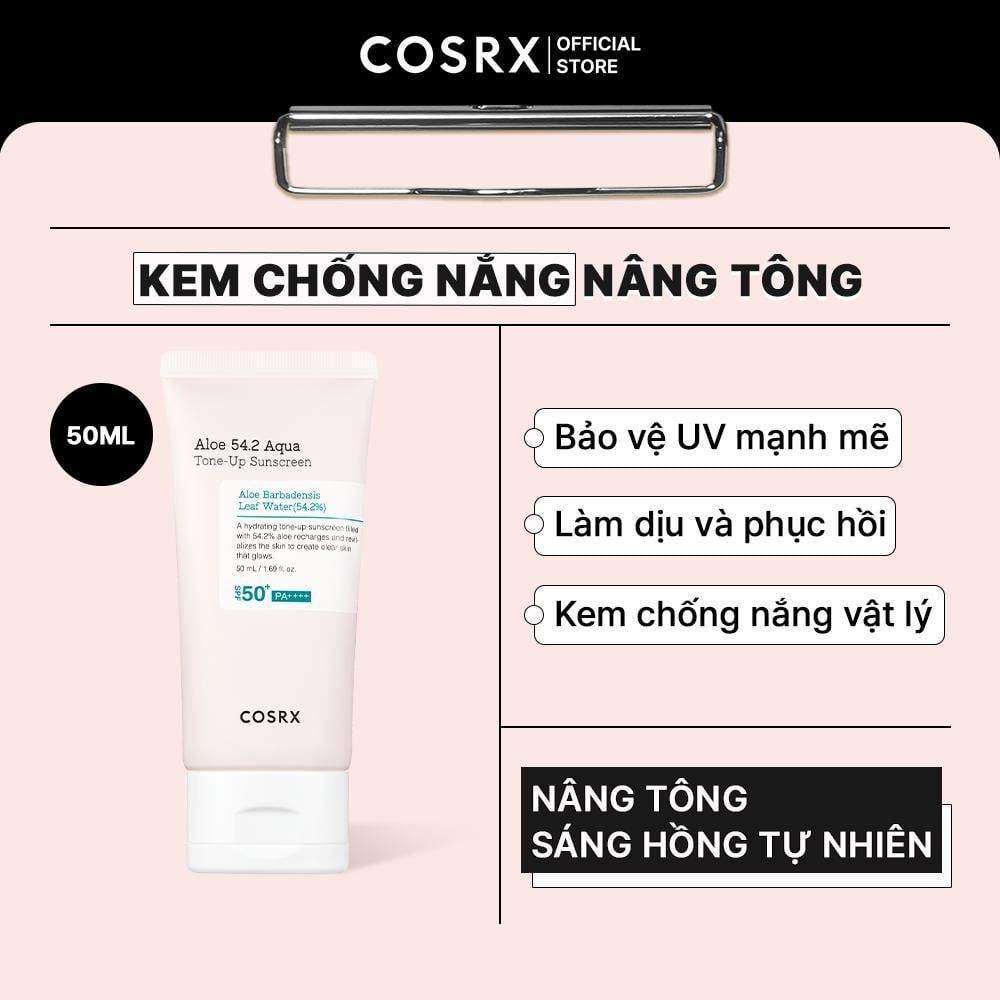  COSRX Kem Chống Nắng Nâng Tone Aloe 54.2 Aqua Tone-Up Sunscreen SPF50+PA++++ 50ml 