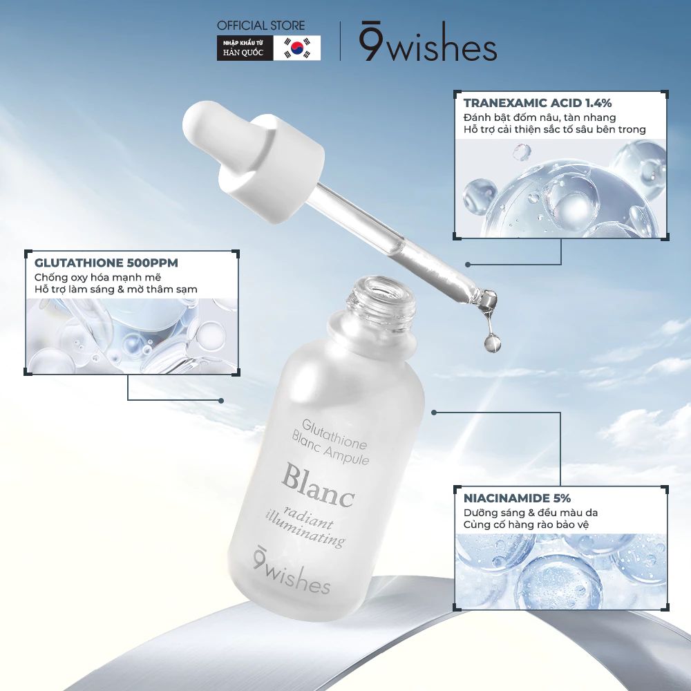  Tinh chất dưỡng sáng 9 Wishes Glutathione Blanc Ampule 30ml 