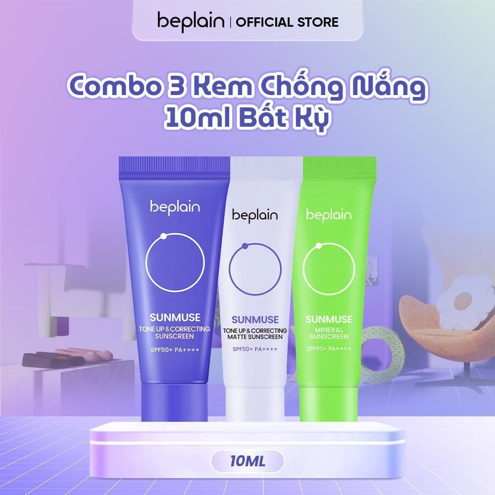 Combo 3 Beplain Kem chống nắng Sunmuse 10ml travelsize bất kỳ 