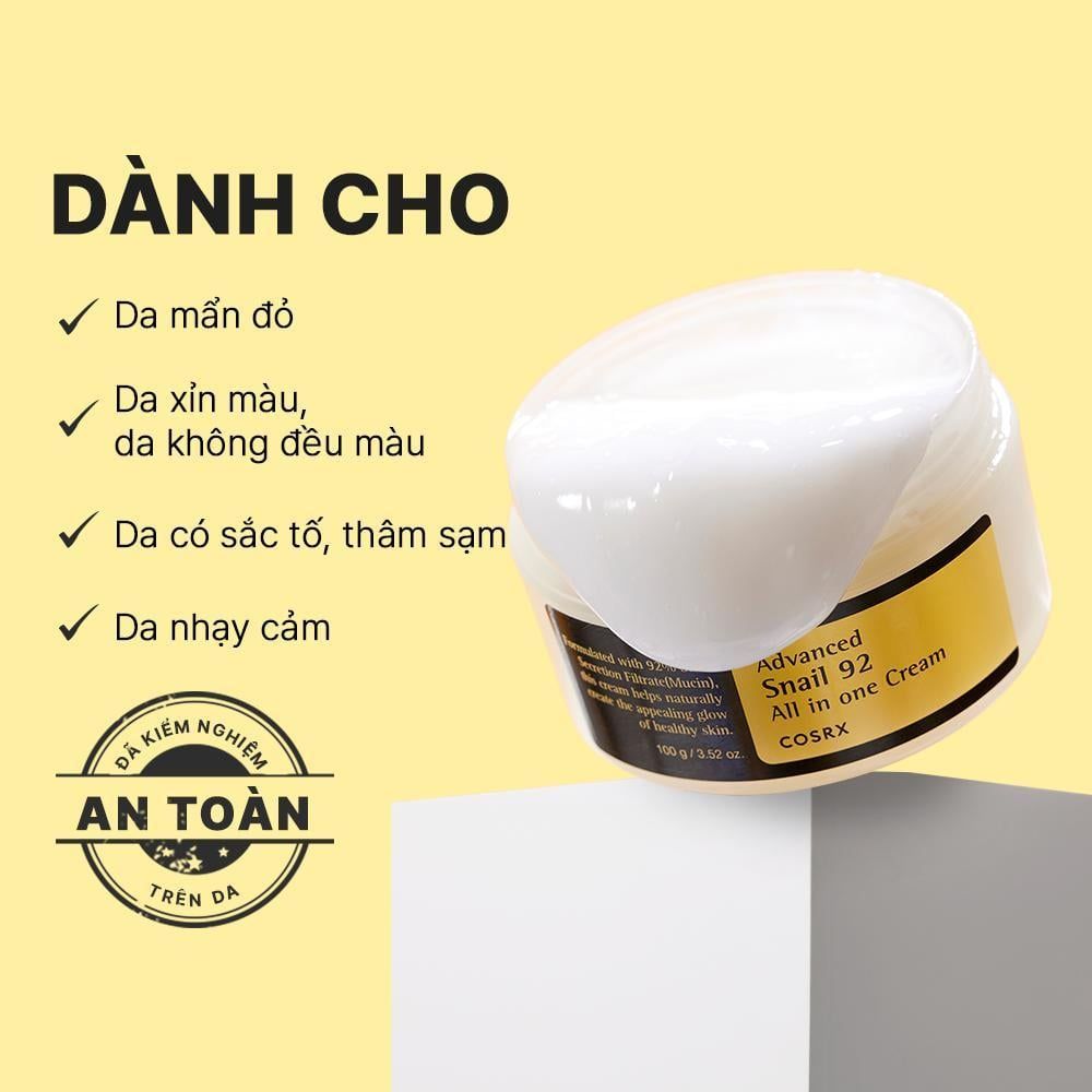  COSRX Kem dưỡng ẩm ốc sên tái tạo phục hồi da Advanced Snail 92 All in one Cream 
