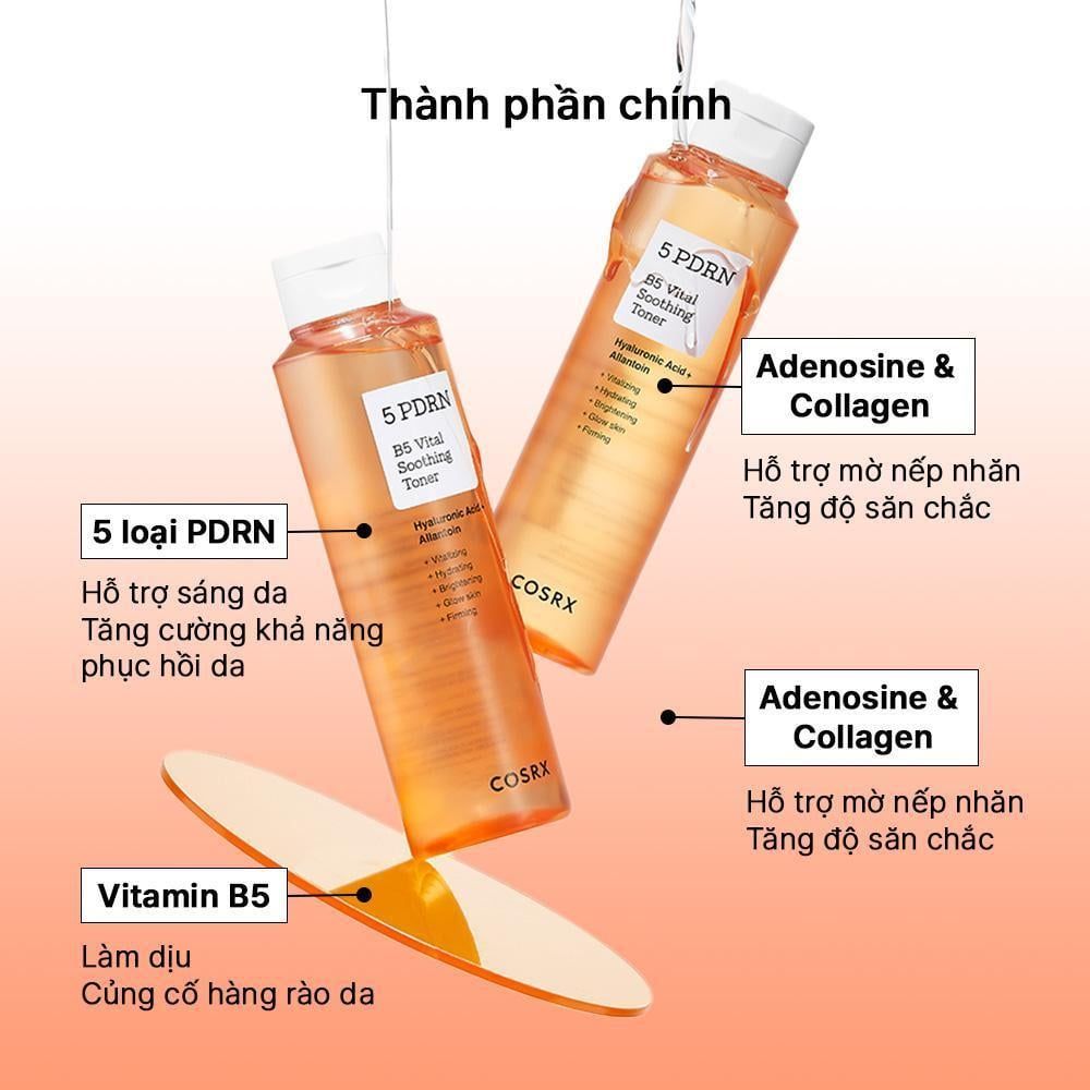  COSRX Toner phục hồi căng bóng 5 PDRN B5 VITAL SOOTHING TONER 280ml 