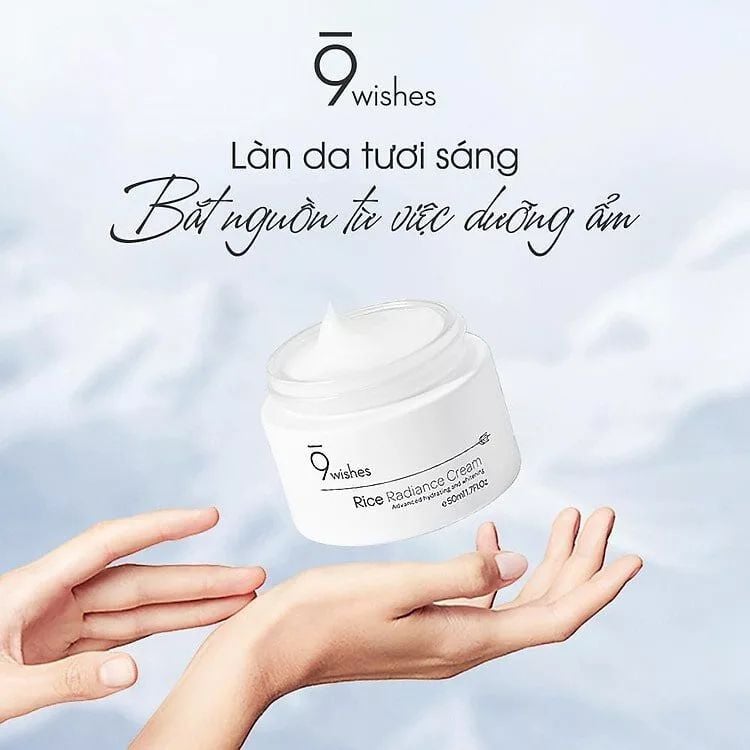  Kem Dưỡng 9 Wishes Rice Radiance Cream 50ml hỗ trợ dưỡng ẩm và làm đều màu da 