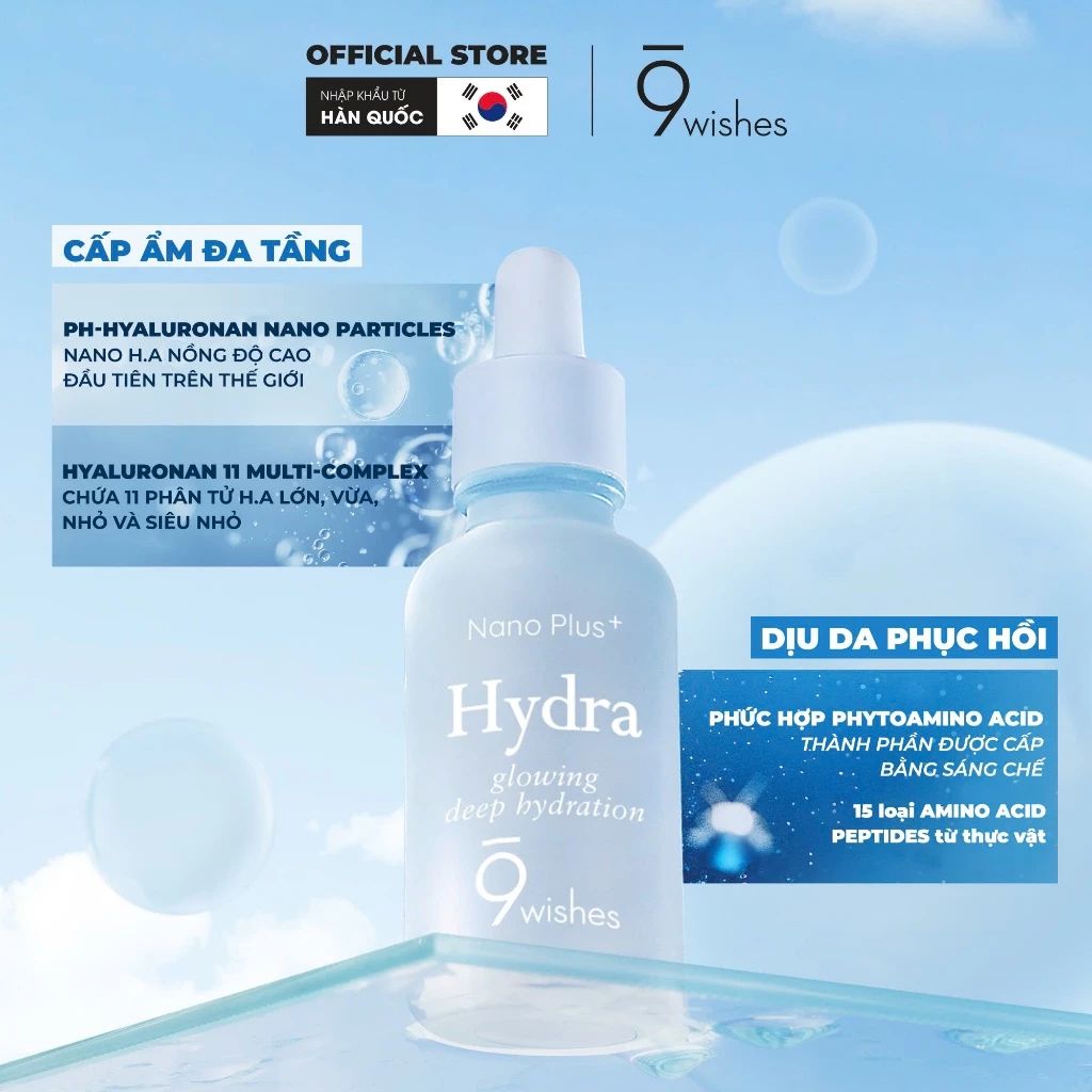 Tinh Chất Dưỡng Ẩm 9 Wishes Hydra Ampule Nano Plus+ 30ml 