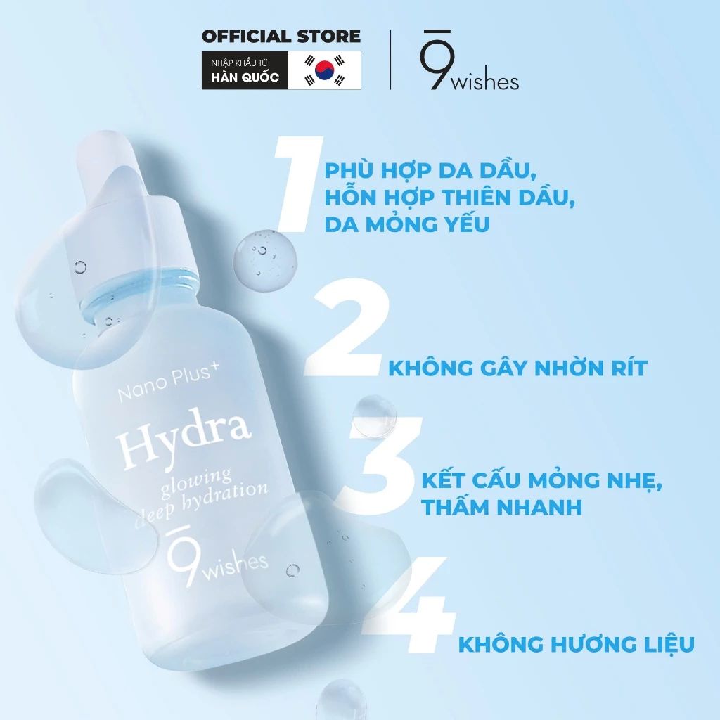  Tinh Chất Dưỡng Ẩm 9 Wishes Hydra Ampule Nano Plus+ 30ml 
