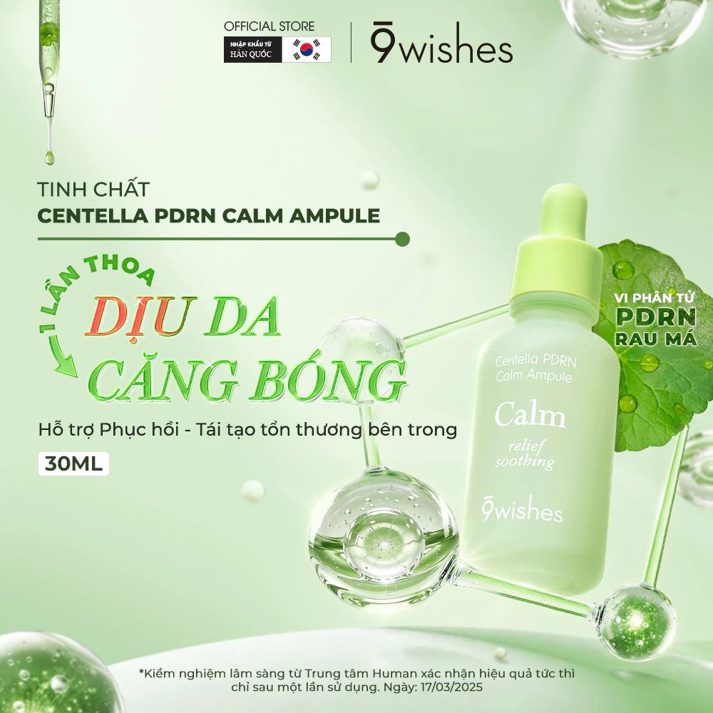  Tinh chất phục hồi và làm dịu da 9 Wishes Centella PDRN Calm Ampule Serum 30ml 