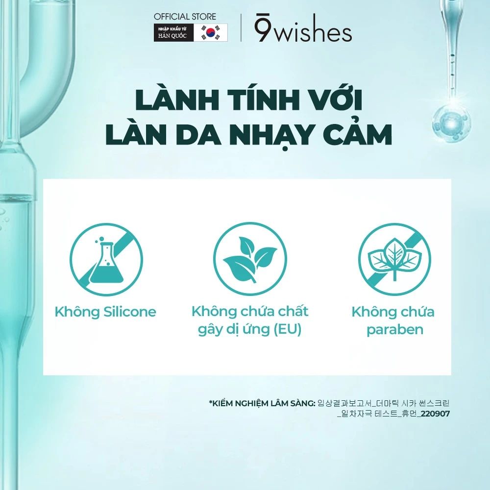  [DATE 07/2027] Kem chống nắng kiềm dầu 9 Wishes Dermatic Cica Sunscreen SPF 50+ PA ++++ 50ml 
