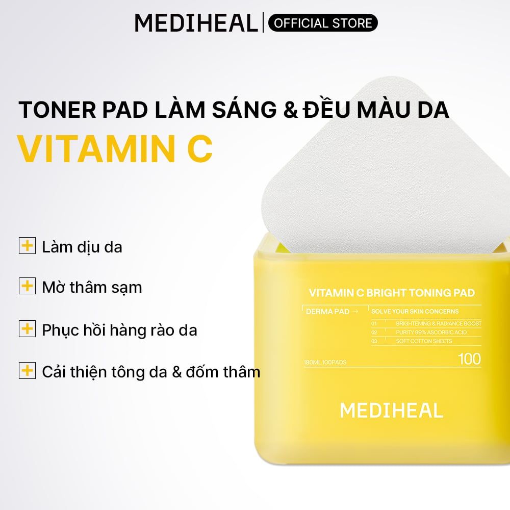  Toner Pad Mediheal Dưỡng Ẩm Làm Dịu Da, Cân Bằng Da (100 Miếng) 