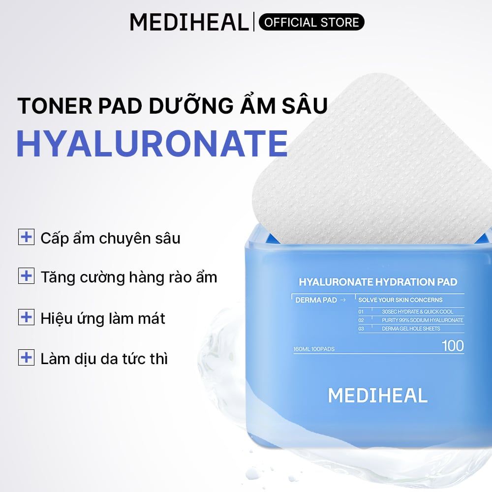 Toner Pad Mediheal Dưỡng Ẩm Làm Dịu Da, Cân Bằng Da (100 Miếng) 