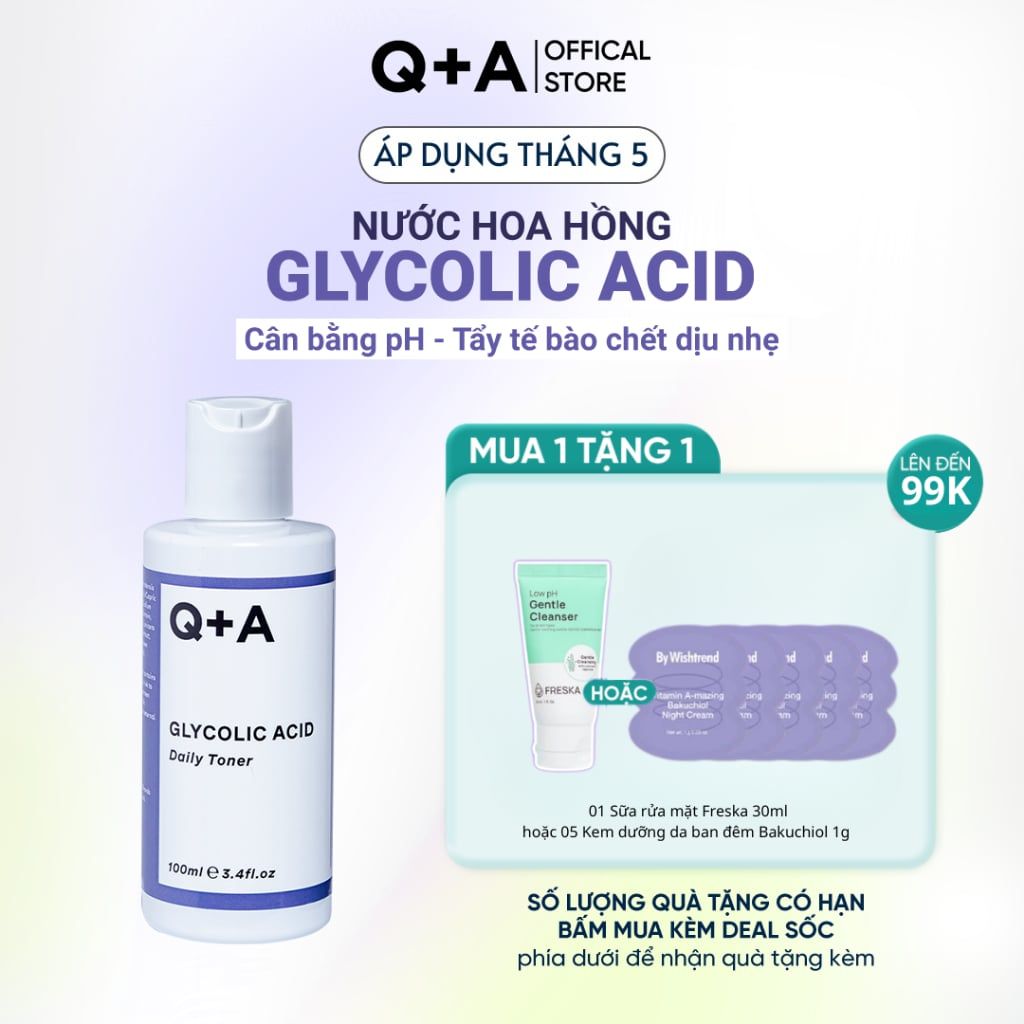  Q+A Nước hoa hồng Glycolic Acid Daily Toner 100ml 