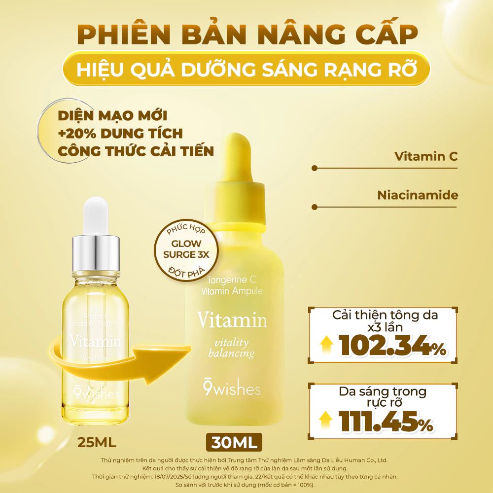  Tinh chất dưỡng sáng 9 Wishes Tangerine C Vitamin Ampule 30ml 