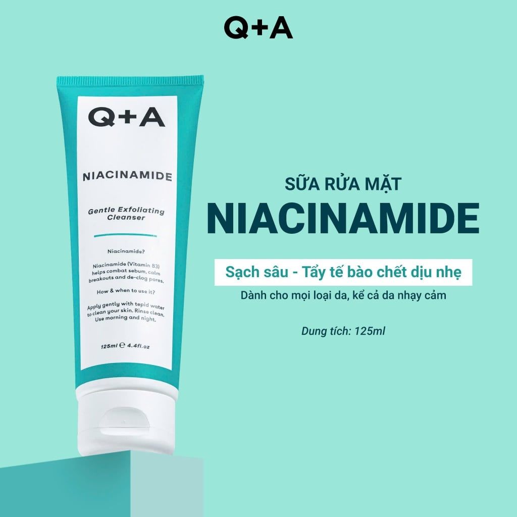  Q+A Sữa rửa mặt Niacinamide Gentle Exfoliating Cleanser 125ml 