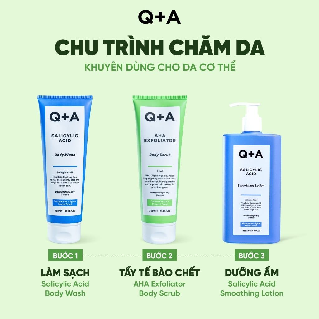  Q+A Tẩy da chết AHA Exfoliator Body Scrub 250ml 